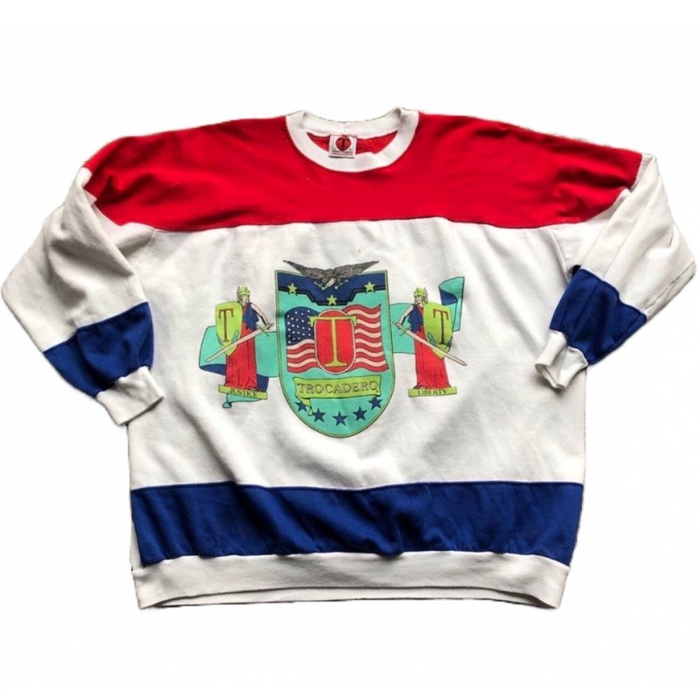 VINTAGE 80’s / 90’s TROCADERO USA FREEDOM LOVE LIBERTY CREWNECK SWEATSHIRT